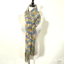 NEW Colorful HANDMADE Purple Teal Brown FRINGE Long 90" Rectangle Scarf  - $12.61
