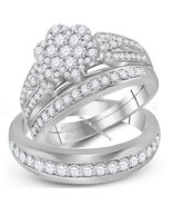 Men&#39;s Womens 14K White Gold Finish Diamond Engagement Ring Wedding Band ... - $142.82