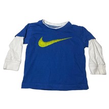 Nike Baby Center Swoosh 100% Cotton Long Sleeve T-Shirt Blue White - Size 6/9M - £4.68 GBP