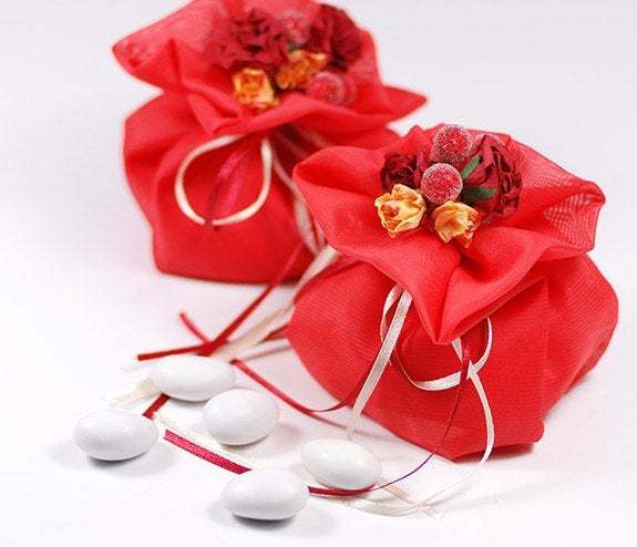 5pcs Red Love Draw String Bag candy bags,candy bag,Chocolate bags,Birthd... - $5.90