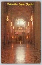 Postcard Nebraska State Capitol Lincoln Nebraska Main Hallway Towards Rotunda - £3.54 GBP