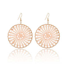 Light Pink Polyster &amp; 18K Gold-Plated Botanical Round Drop Earrings - £10.38 GBP