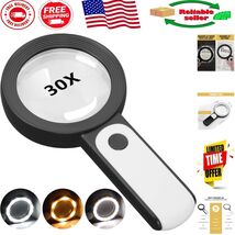 Battery-Powered 30X Magnifying Glass with Light &amp; Large Lens - Easy to Use - $18.80