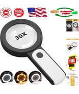 Battery-Powered 30X Magnifying Glass with Light &amp; Large Lens - Easy to Use - $350.07 MXN