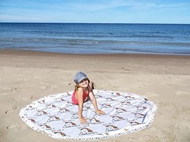 Unicorn Round Beach Blanket with Tassels | Microfiber Super Absorbent, Compact &amp; - £20.77 GBP