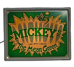 VTG 1984 Mickey&#39;s Fine Malt Liquor &quot;The Mean Green&quot; Lighted Beer Sign - £118.87 GBP