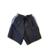 Speedo Mens Size Medium Cargo Pull On Shorts Navy Blue White Swim Trunks Shorts  - £11.63 GBP