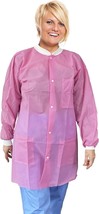 10 Light Pink Disposable Lab Coats 45/gsm Large /w Snaps Front, Knit Cuffs - £27.18 GBP