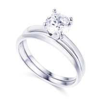Certified Moissanite 1.30Ct Engagement Wedding Ring Set Matching Band Silver - £87.63 GBP