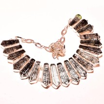 Black Rutile Pencil Gemstone Handmade Ethnic Gifted Necklace Jewelry 18&quot; SA 1487 - £18.50 GBP