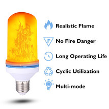Led Flame Effect Light Bulb 4 Modes Flame Lights Bulbs E27 Base Fire Light Bulbs - £17.29 GBP