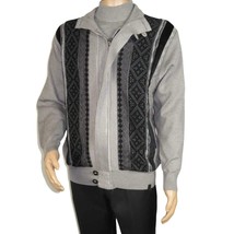 Men's Fancy European Sweater Jacket By Silversilk Fashionable 11007 Gray image 9