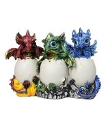 Metallic Colorful See Hear Speak No Evil Baby Dragon Hatchling in Eggs F... - $55.20 CAD