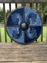 Medieval Viking Round Armor Shield Wooden Dragon Shield 24” inches - £144.99 GBP