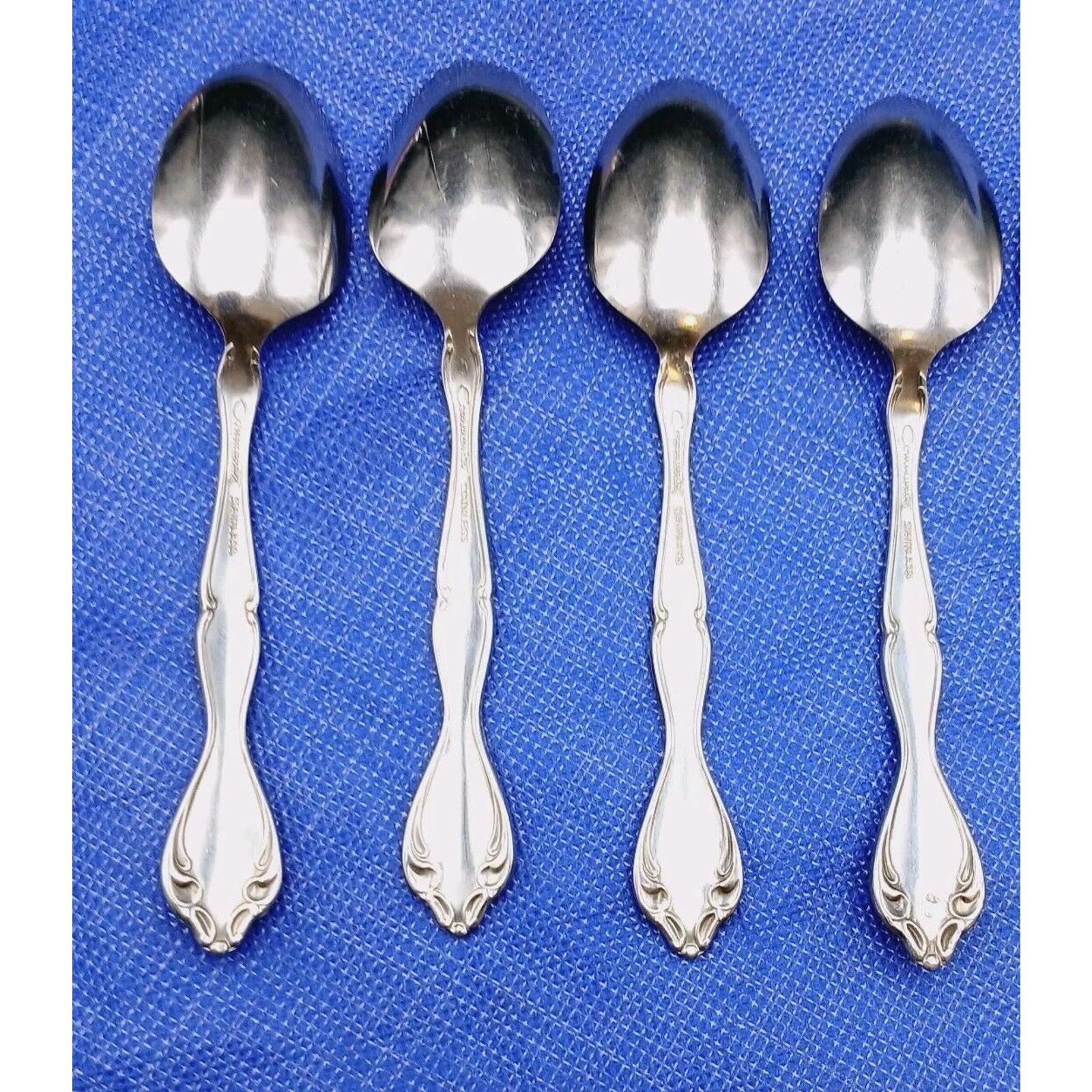 Set Of 4 Oneida Community CANTATA Stainless Teaspoon Vtg Item image 3