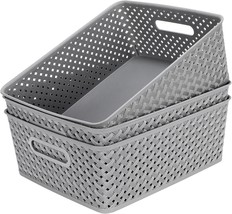 Maxgear Organization And Storage 3 Packs, Plastic Storage Bins Organizer, Large - $40.97