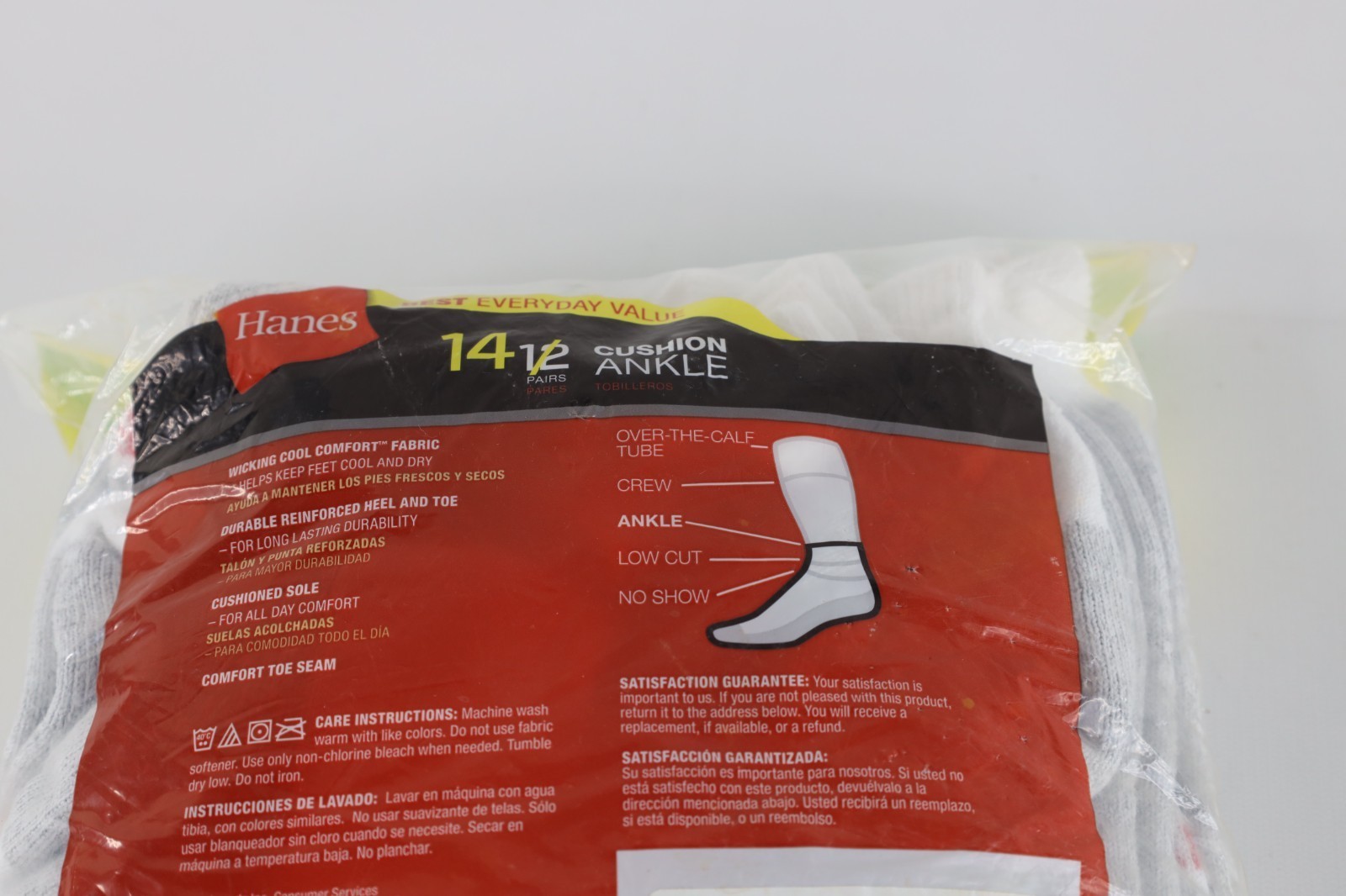 Deadstock Vintage Y2K Hanes Adult Shoe 6-12 Pack of 9 Ankle Socks White Item image 6