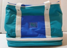 Tropix Vintage Insulated Cooler Shoulder Strap Lunch Bag Blue White 12x8.5 - £22.20 GBP