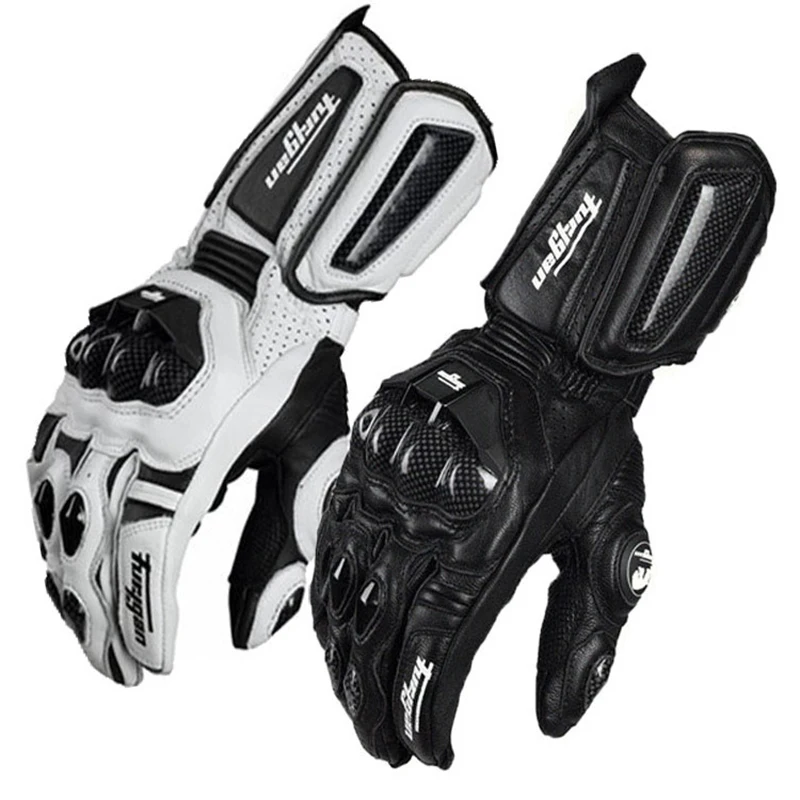 Motorcycle Genuine Leather Carbon Fiber Gloves  Black Racing Cross-country - £29.40 GBP+