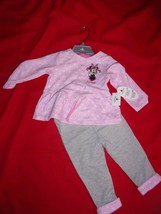 Disney Parks Minnie Mouse Pink &amp; Gray Two Piece Pants Outfit Girls 12M0 ... - $19.99