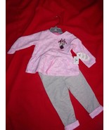 Disney Parks Minnie Mouse Pink &amp; Gray Two Piece Pants Outfit Girls 12M0 ... - £15.92 GBP