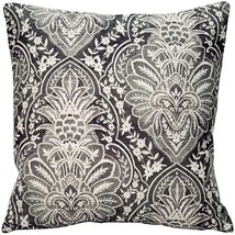 Leone Damask Dark Gray Throw Pillow 21x21 Inch Square, Complete Pillow -... - $59.95