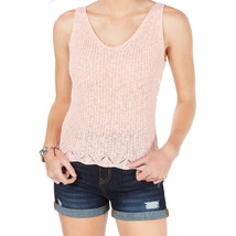 Hooked Up by IOT Juniors Sleeveless Open Knit Top Color Crystal Rose Size S - £21.29 GBP