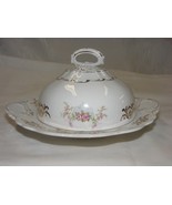 Vintage Round Dome Covered Butter Dish C P Co Dixie Pink Floral Design G... - $869.92 MXN