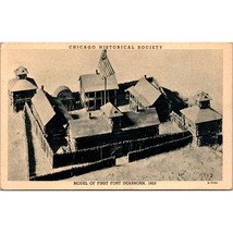 Vintage Linen Postcard, Model of First Fort Dearborn 1803, Chicago Historical - £6.17 GBP