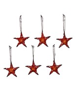 Set Of 6 Red Starfish Sea Stars Ocean Marine Wall Hanging Decor Tree Orn... - $61.50 CAD