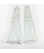 Women’s White Long 18.5” Leather Gloves - Made In Italy - Size 7 - €12,67 EUR