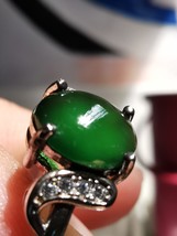 Glassy Ice Dark Green 100% Natural Burma Jadeite Jade Ring #Type A Jadeite# - £386.05 GBP