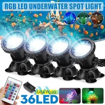 4Pcs 36Led Super Bright Underwater Spotlights Pond Fountain Rgb Colored Lamp Kit - £66.66 GBP