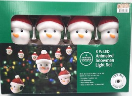 8P LED Animated Snowman Light Set Musical String Lights Timer Winter Wonder lane - £20.08 GBP