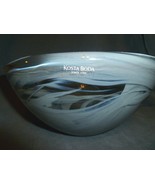 Kosta Boda Sweden Hand Blown Heavy Glass Gray White Blue Swirled Bowl 6.75&quot; - $148.49