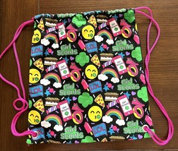Girl Scouts of America Pink Drawstring Bag Cinch Backpack Colorful Pink ... - $119.20 MXN