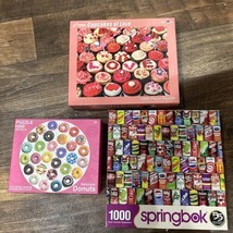 Lot Of 3 Puzzles - Delicious Donuts / Retro Refreshments / Cupcakes Of Love - £16.03 GBP