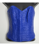 Jean Claude Jitrois Corset Size 38 Top Blue Leather Strapless Made in Fr... - £278.95 GBP