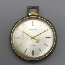 Vintage Westclox Pocket Watch Gold Tone 17 Jewels BROKEN NEEDS REPAIR 42mm - $58.90