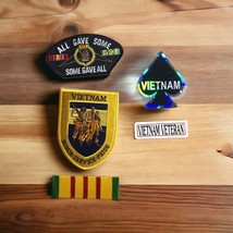 Lot of Vintage Vietnam Veteran Items - 4 Patches And 2 Stickers. Rare War Memor - $7.69