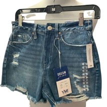 YMI JUNIORS BLUE HYBIRD HIGH RISE STRETCH BACK DREAM DENIM JEAN SHORT NWT 5 - £23.06 GBP