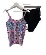 LeiLani 2 Pc Multicolor  Black High Waist Control  Tankini Bathing Suit NEW - $42.86 CAD
