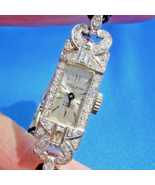 Earth mined Diamond Solid Platinum Ladies Deco Watch Gatsby era 1920s St... - $3,795.25