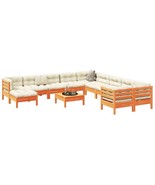  Garden Sofa Set Wax Brown Solid Pine Wood, Oxford Fabric, PP Cotton - $42,019.94 MXN
