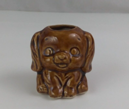 Vintage Ceramic Brown Scottish Terrier Cartoon Puppy 2&quot; Toothpick Holder... - $177.10 MXN
