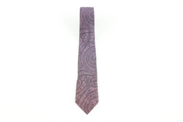 Vintage 60s 70s Rockabilly Silk Paisley All Over Print Neck Tie Dress Tie Purple - £19.32 GBP
