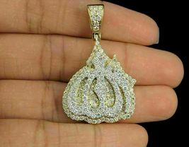 Men&#39;s 14k Yellow Gold Finish 3.00 CT Diamond Islamic Prophet Allah Charm Pendant - £94.28 GBP