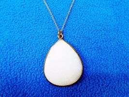 White Agate Teardrop Pendant Necklace, LaSoula Terra Collection, 24&quot; Chain - £15.46 GBP