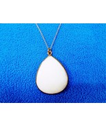 White Agate Teardrop Pendant Necklace, LaSoula Terra Collection, 24&quot; Chain - £15.37 GBP