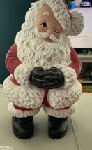 Vtg Santa Claus Atlantic Mold Ceramic Christmas In Red 14” 1970’s Rosy Cheeks - £34.94 GBP